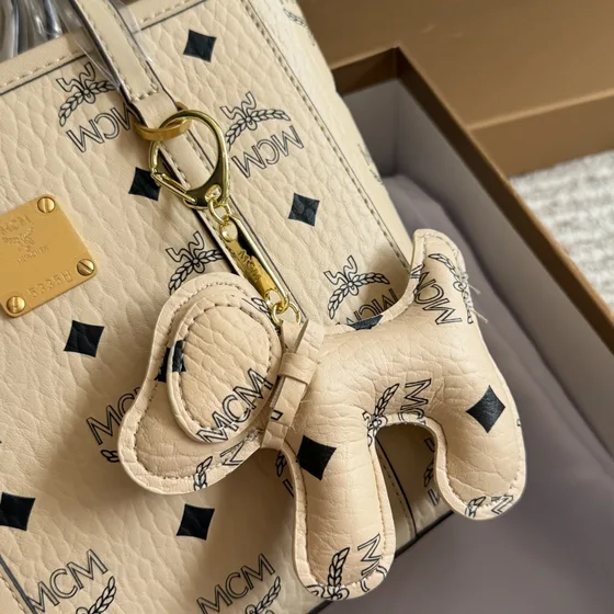 MCM Toni Visetos Mini Shopper Beige Borsa tote