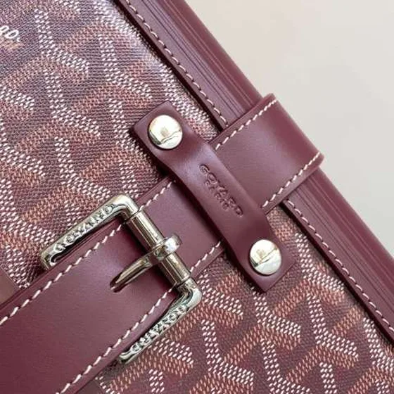 Goyard suitcase สีเบอร์กันดี travel สีเบอร์กันดี Goyardine