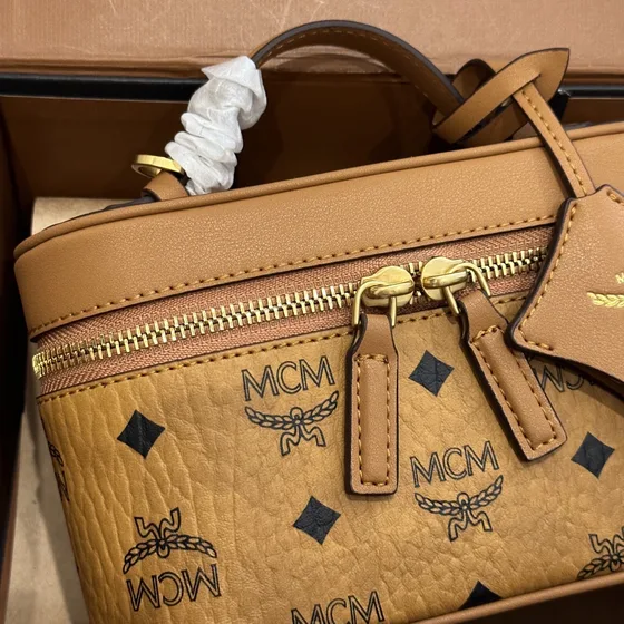 MCM Visetos Rockstar Vanity Case Cognac Crossbody