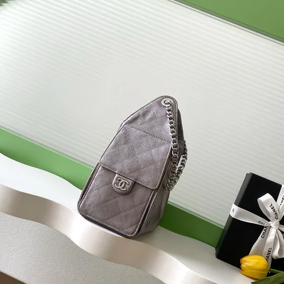 Chanel 25 Bag Metallic Grey Hobo