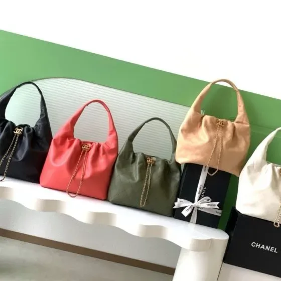 Chanel 22 Bag Black Coral Khaki Beige White Hobo