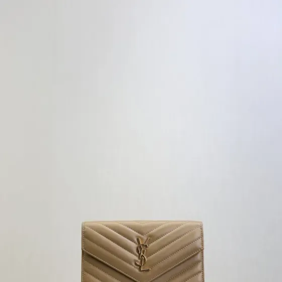 YSL Cassandre Matelass Flap Wallet Beige Wallet