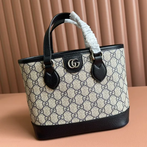 Gucci Gg Emblem Mini Shoppertasketur Beige And Sort Shoppertasketur