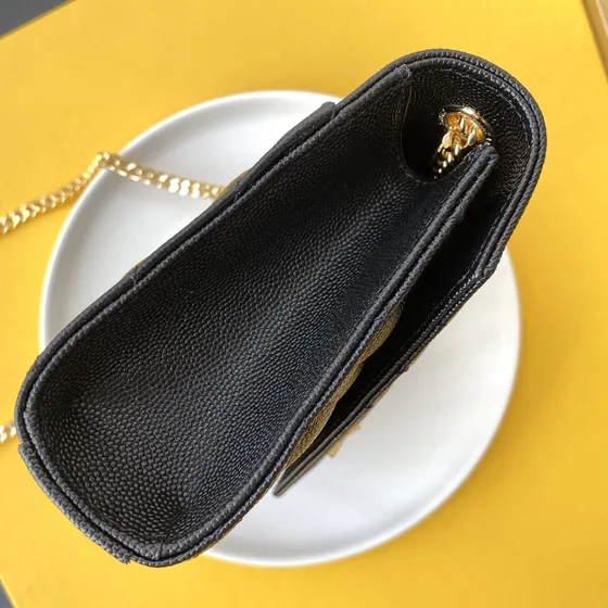 YSL Cassandre Envelope Chain Wallet Hitam Woc