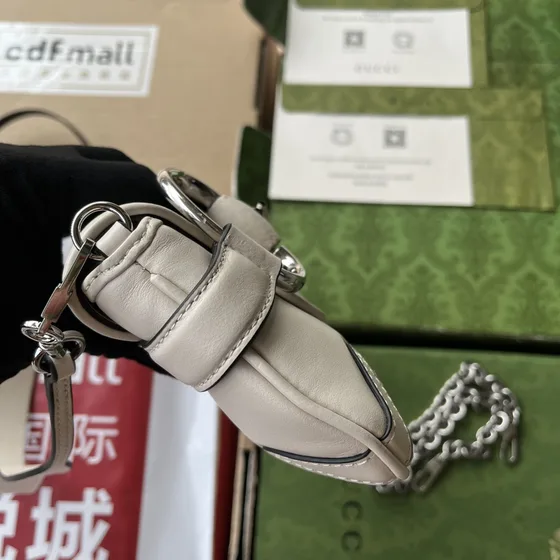Gucci Horsebit Chain Small Bolso bandolera Blanco Bolso bandolera