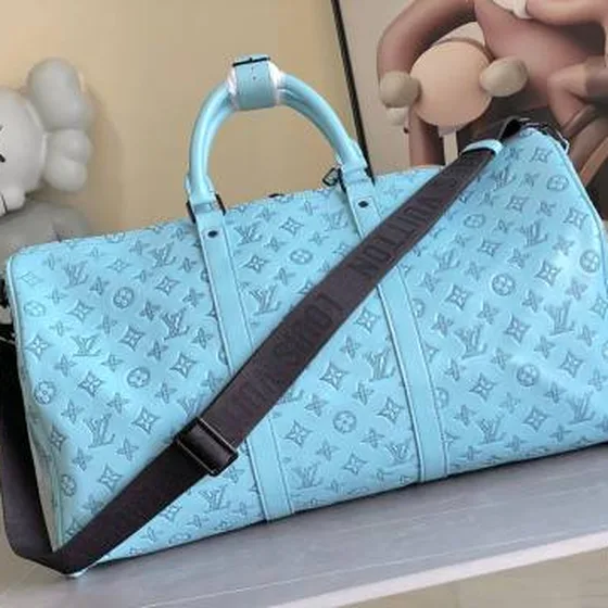 Louis Vuitton Keepall Bandouli re 50 Light Blå Monogram 50 travel