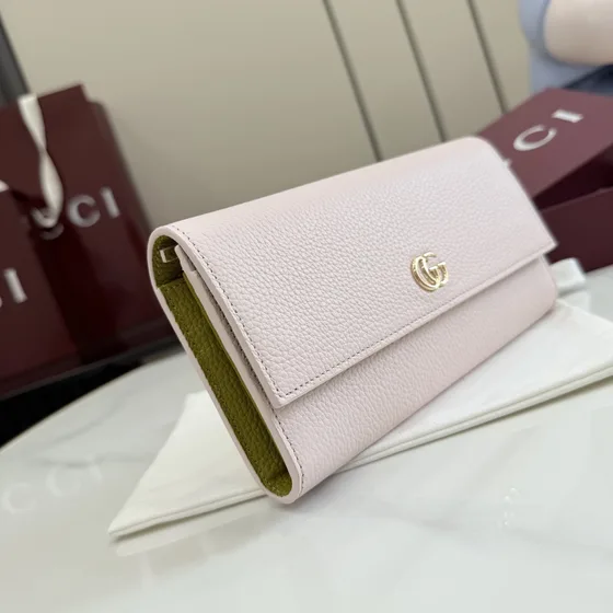 Gucci Gg Marmont Leather Continental Wallet Light Pink Wallet