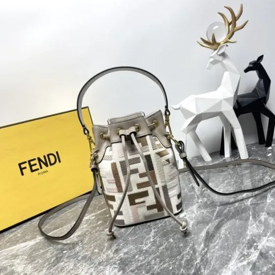 Fendi Mon Tresor Mini Bucket Bag Grey Multi Crossbody
