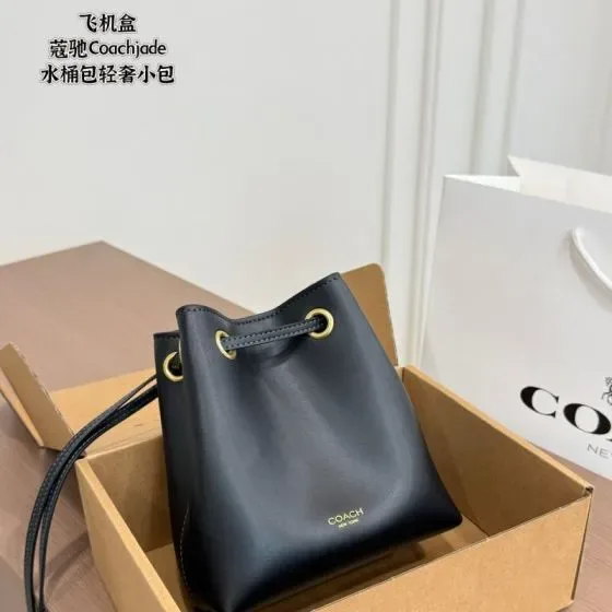 Coach Jade Drawstring Bucket Bag Black Crossbody