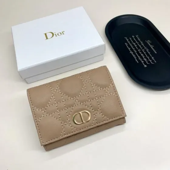 Dior Dior Caro Compact Wallet Beige Wallet