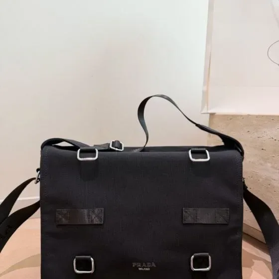 Prada Re-Nylon Messenger Bag Black Crossbody