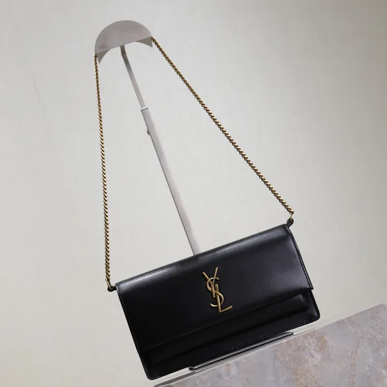YSL Cassandre Chain Wallet Black Crossbody