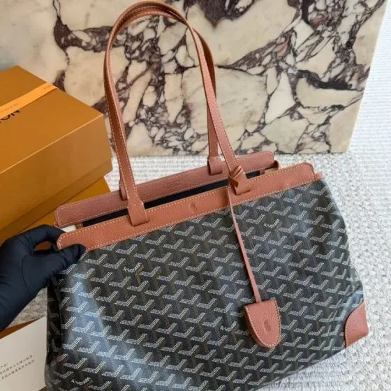 Goyard Sac Rouette Black And Brown Tote Bag