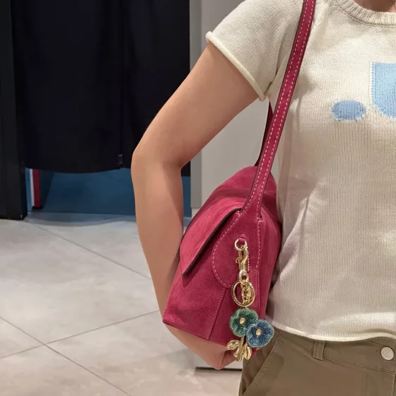 Coach Semsket skinn Flap Skulderveske Rosa Skulderveske