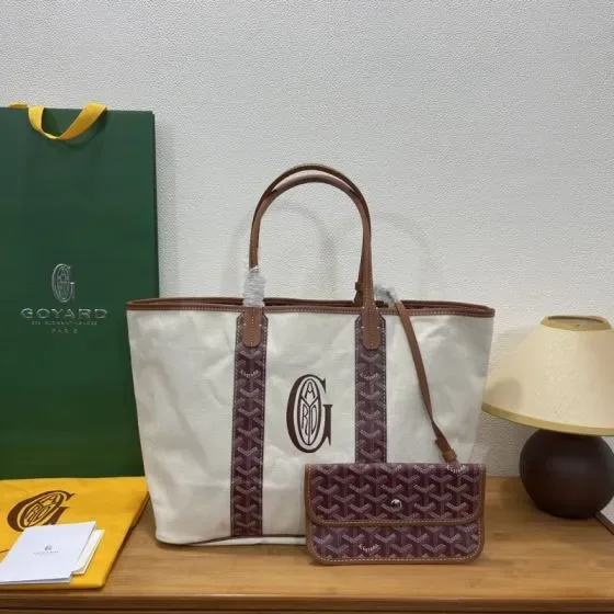 Goyard Saint Louis White Burgundy Tote Bag