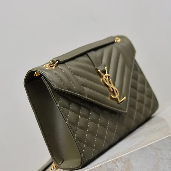YSL Envelope Bag Olive Grün Schultertasche