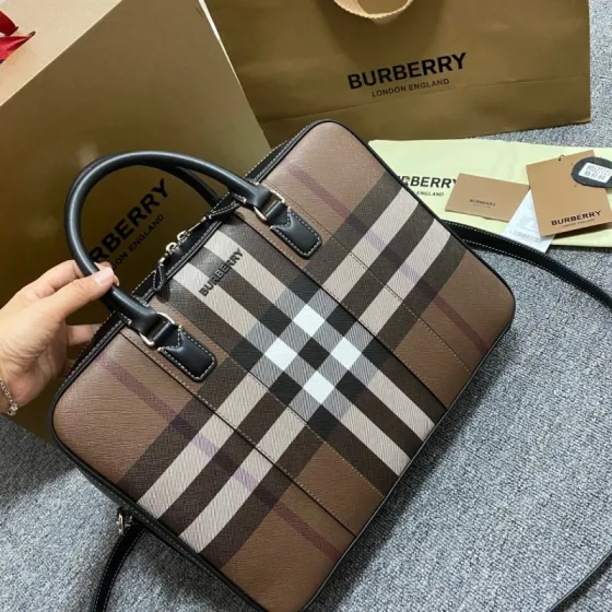 Burberry Briefcase Brown Plaid business
