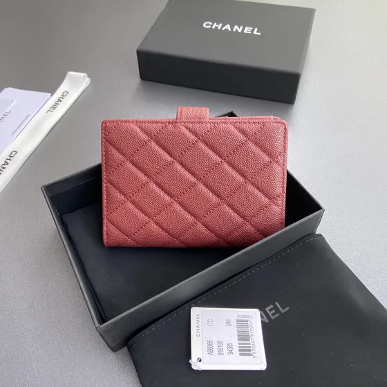 Chanel Quilted French Purse Wallet Rust Red Card Holder
