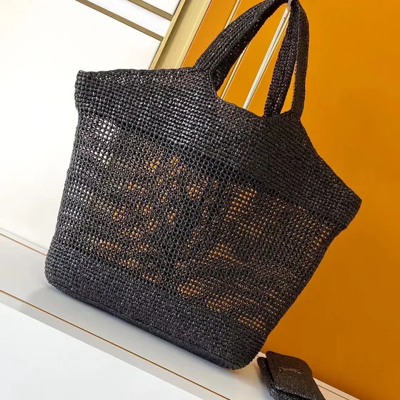 YSL Icare Raffia Tote Bag Hitam Tote Bag