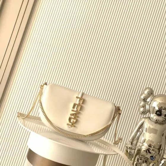 Fendi Fendigraphy Mini Chain Bag White Crossbody