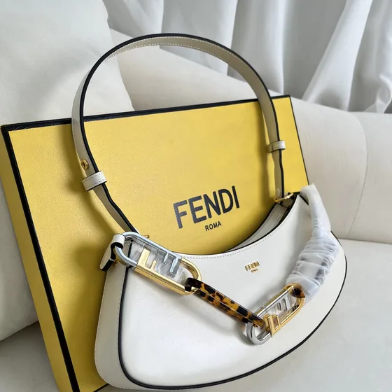 Fendi O Lock Swing White Shoulder Bag