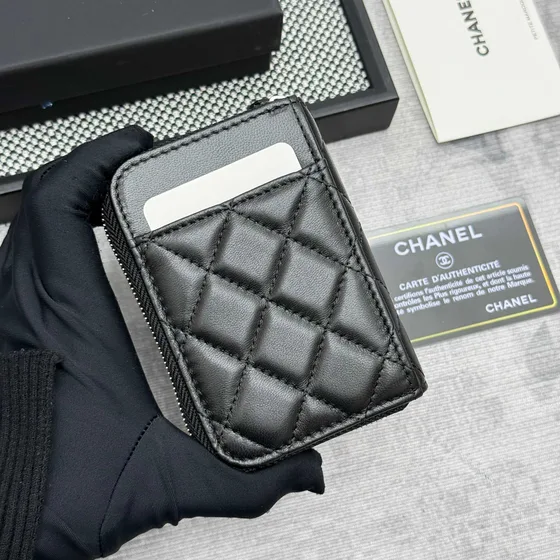 Chanel Zip Card Holder Schwarz Card Holder