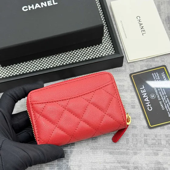 Chanel Zip Coin Purse Rot Card Holder