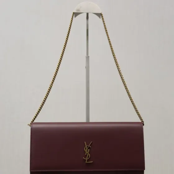 YSL Cassandre Chain Wallet Burgundy Woc