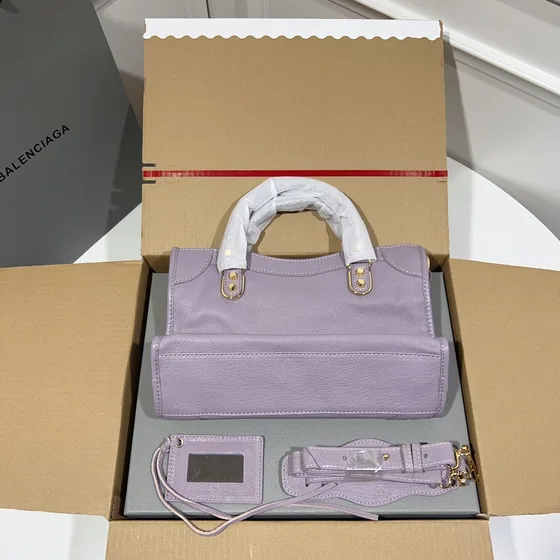 Balenciaga City Metallic Edge Mini Lilac Purple Top Handle
