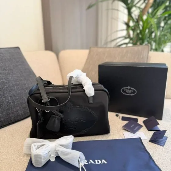 Prada Re-Nylon And Saffiano Leather Travel Bag Black Top Handle