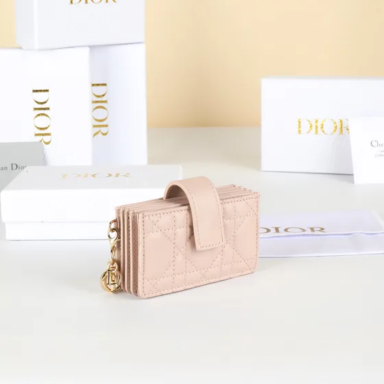 Dior Lady Dior 5-Gusset Card Holder Powder Beige Card Holder