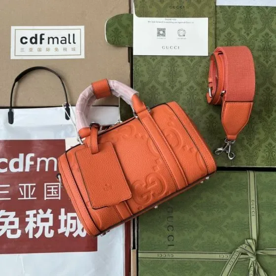 Gucci Jumbo Gg Mini Duffle Bag Orange Top Handle