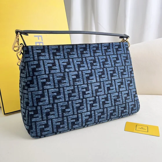 Fendi O'Lock Zip Dark Blå Skuldertaske