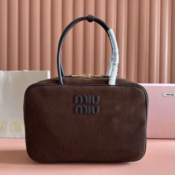 Miu Miu Corduroy Top Handle Bag Brown Top Handle