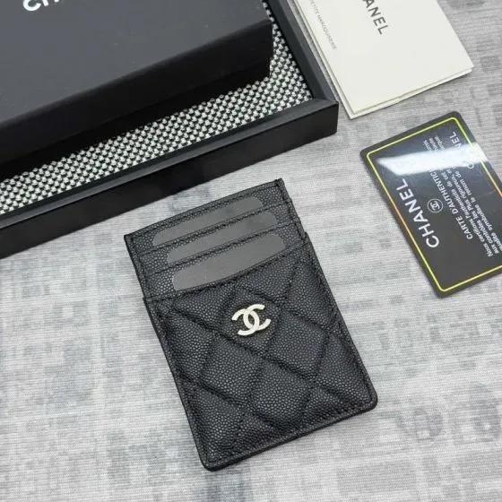 Chanel Quilted Caviar Card Holder Black Card Holder