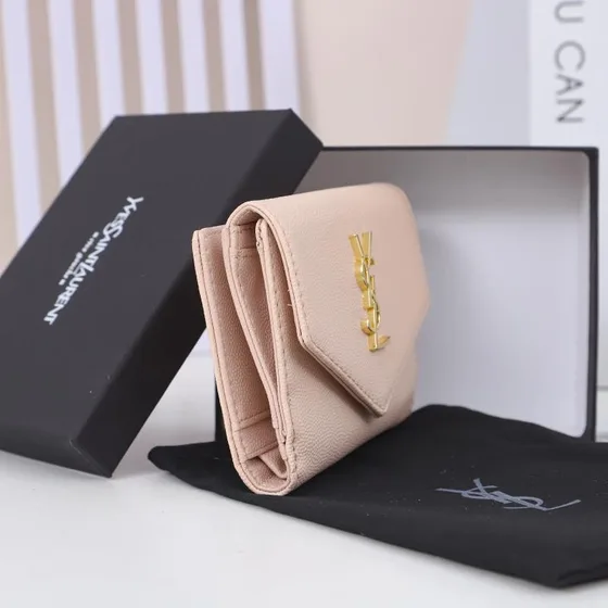 YSL Cassandre Matelassé Compact Envelope Tegnebog Light Lyserød Tegnebog
