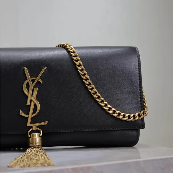 YSL Cassandre Tassel Chain Tegnebog Sort Woc