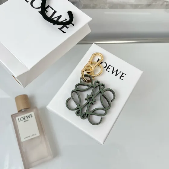 Loewe Anagram Keyring Charm Turquoise Blue Pouch