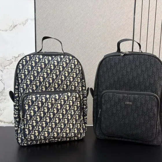 Dior Dior Oblique Backpack Beige And Blue Black Backpack