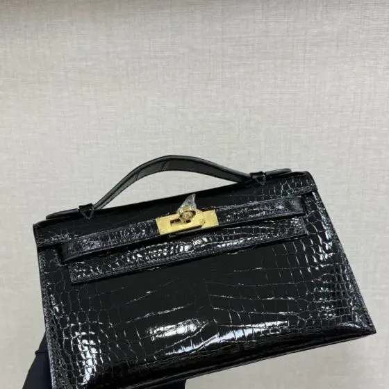 Hermes Mini Kelly Pochette Black Top Handle