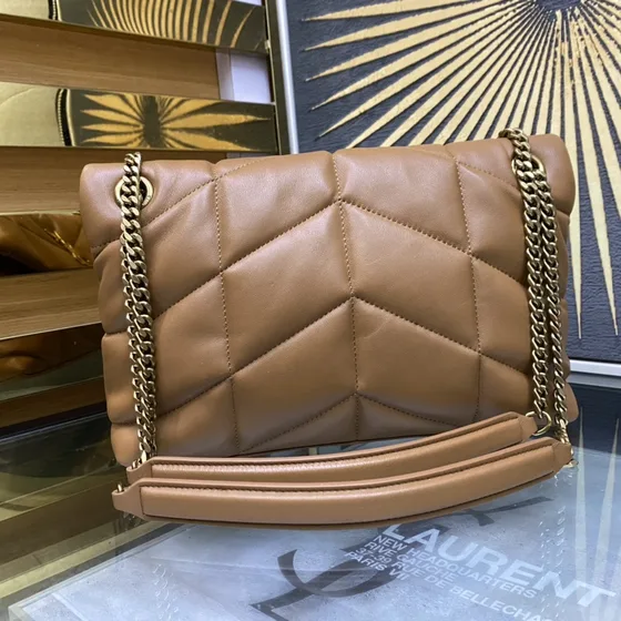 YSL Loulou Puffer Beige Shoulder Bag