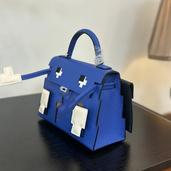 Hermes Kelly Doll Picto Bleu Anse supérieure