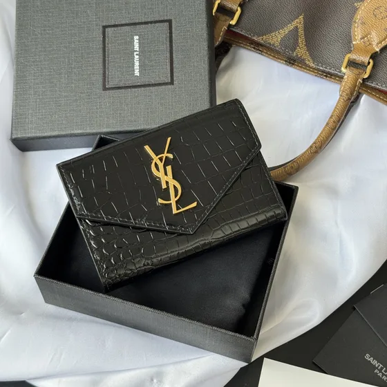 YSL Cassandre Envelope Card Holder Black Card Holder