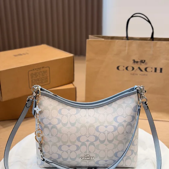 Coach Zip Top Crossbody Bag In Signature Canvas Khaki Saddle Crossbody