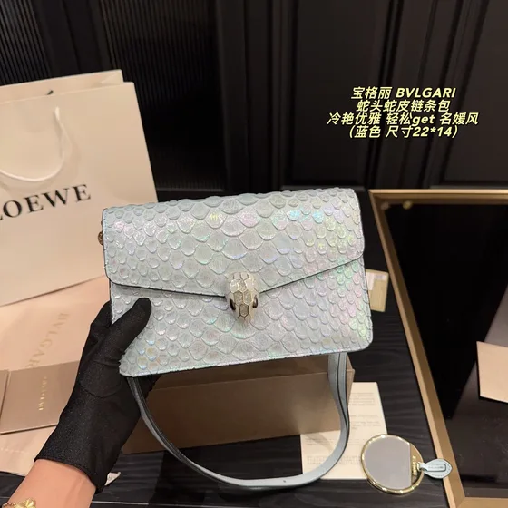 Bvlgari Serpenti Forever Light Blue 22 14 Crossbody