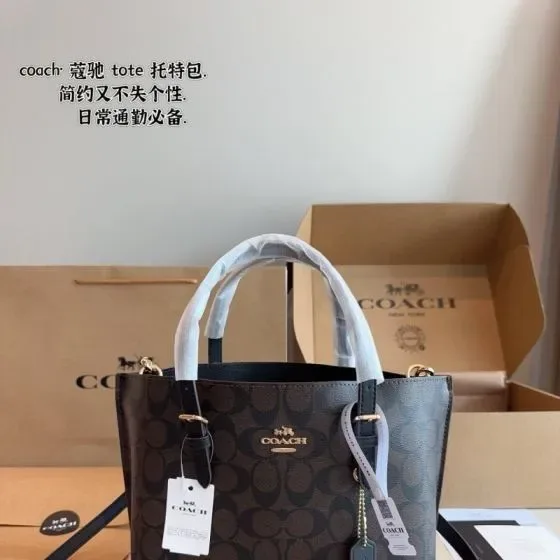 Coach Mollie Tote Bag 25 Brown Black Tote Bag