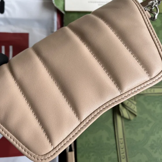 Gucci Horsebit Chain Small Skuldertaske Light Beige Skuldertaske