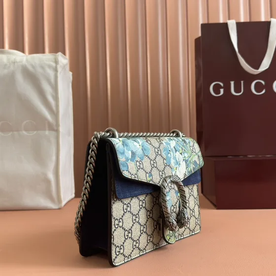 Gucci Dionysus Beige/Blå Blooms Print Skuldertaske