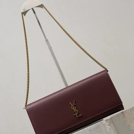 YSL Cassandre Chain Wallet Burgundy Woc