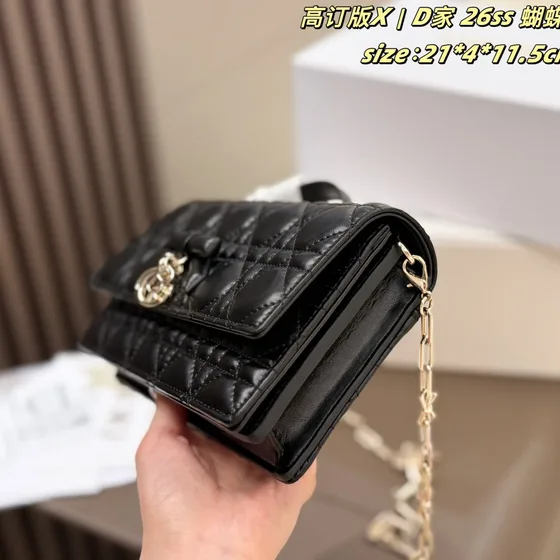 Dior Miss Dior Tophåndtag Clutch With Chain (26Ss Bow) Sort 21*4*11.5cm Woc